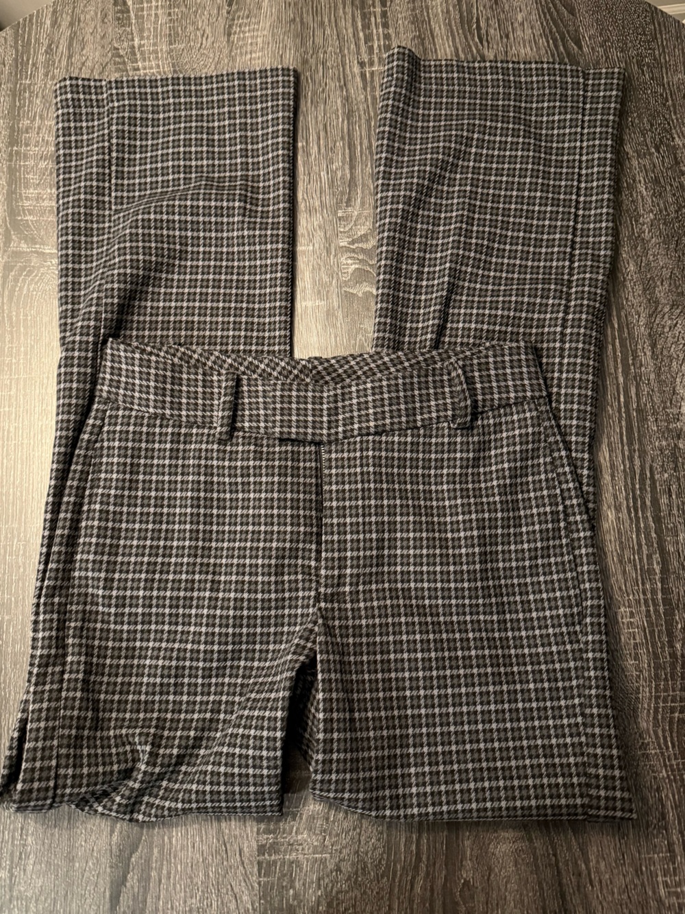 Free People Grey Plaid Houndstooth Wide Leg Pants 4